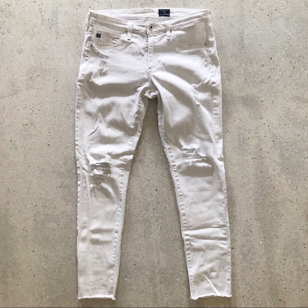 AG Jeans White Distressed Denim
